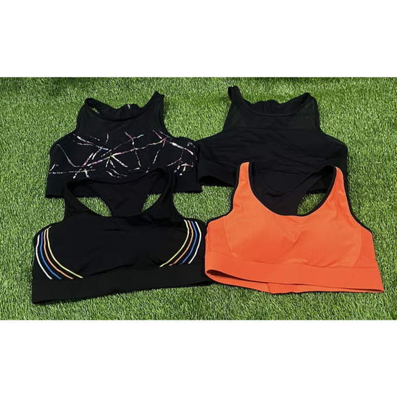Zyia Lot Of 4 Sports BrasHigh Impact Racerback Black SZ Small - Picture 1 of 14